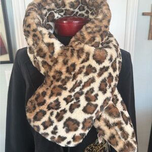 CAbi Leopard Print Faux Fur Scarf